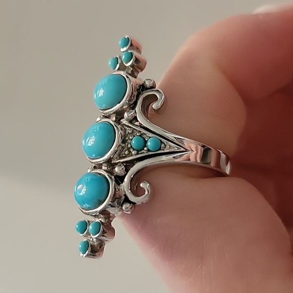 Turquiose and sterling silver ring - Picture 4 of 4